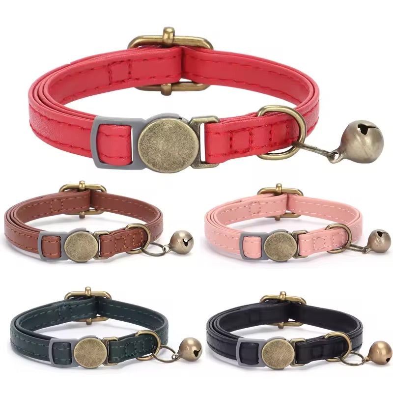 Retro Leather Engravable Breakaway Cat Collar