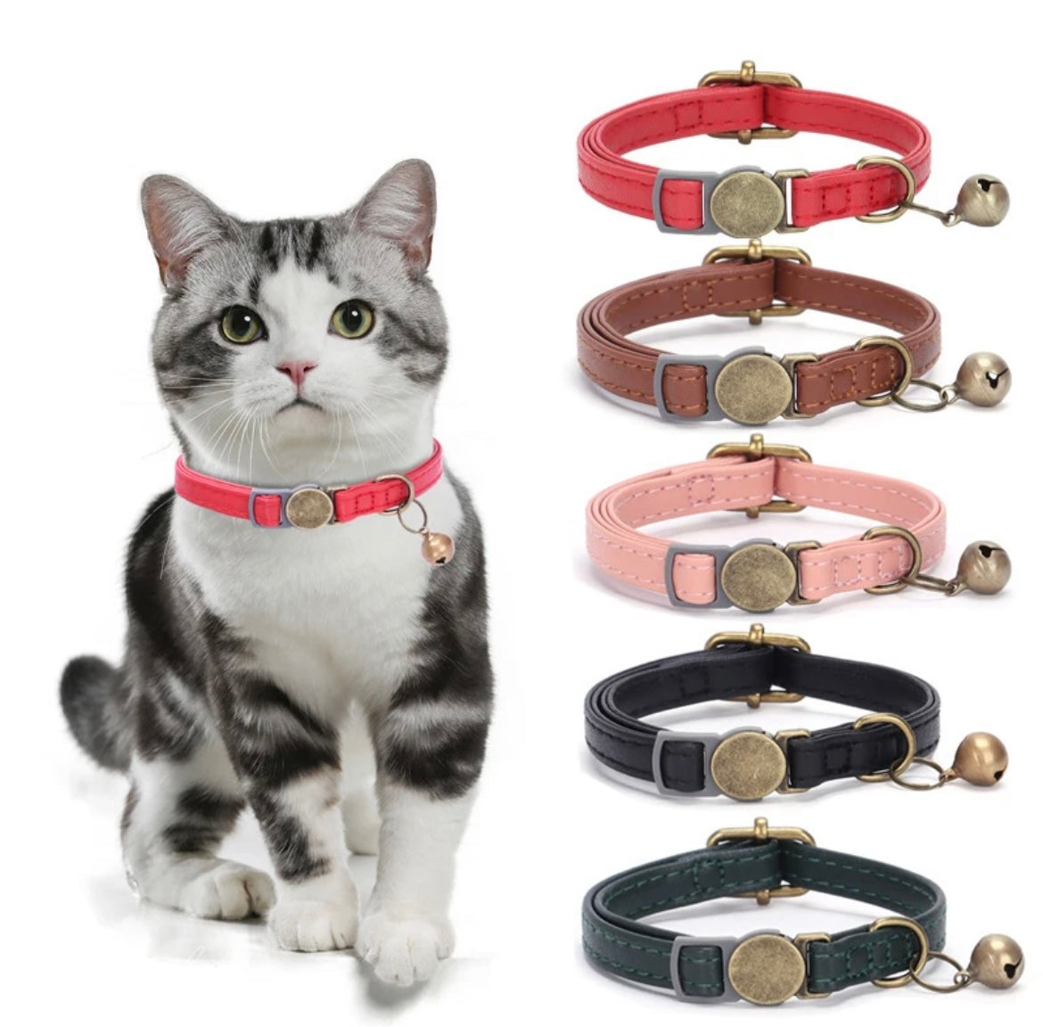 Retro Leather Engravable Breakaway Cat Collar